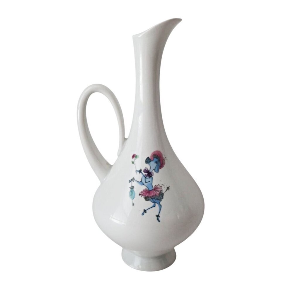 Vintage 1950 ALKA KUNST BAVARIA Porcelain Bud Vase French Poodle & Seal West Ger